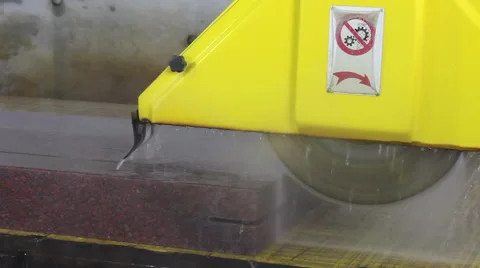Machine cutting marble for tombstone. Stock Footage 40001521