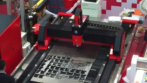 Machine cutting metal Stock Footage 70759621