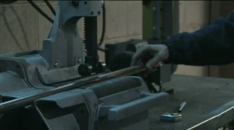 Machine Cutting Pipe, Close Up Stock Footage 280050