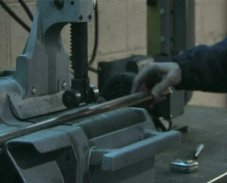 Machine Cutting Pipe, Close Up Stock Footage 284431