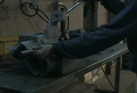 Machine Cutting Pipe Stock Footage 284078