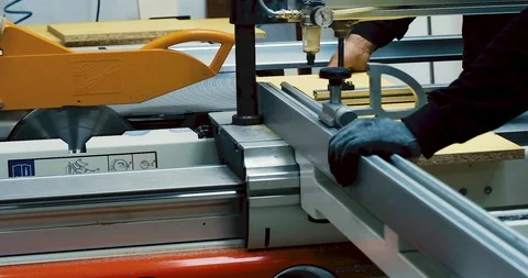 Machine for cutting sheet material. Stock Footage 124224647