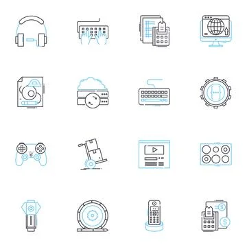 Machine data linear icons set. Logs, Metrics, Performance, Analytics, Monitoring Stock Illustration