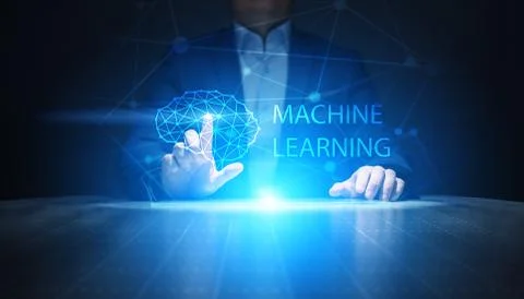 Machine Deep learning algorithms and AI Artificial intelligence. Internet and Foto stock