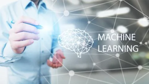 Machine Deep learning algorithms and AI Artificial intelligence. Internet and Foto stock