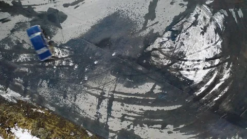 The machine deploys on the pavement, top view Stock Footage 127368648