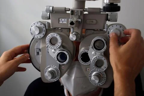 Machine to detect problems in the eyes Foto stock