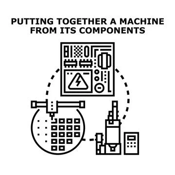 Machine development process creating integrated circuit components Stock Illustration