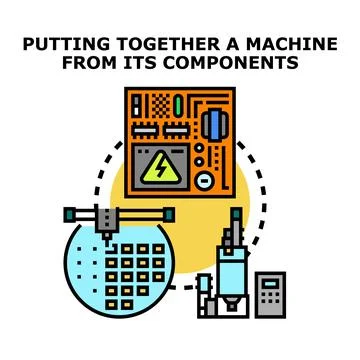 Machine development process creating integrated circuit components Stock Illustration