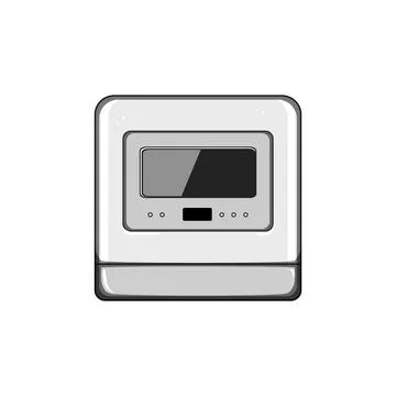 Machine dishwasher kitchen cartoon vector illustration Stock Illustration