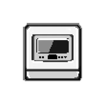 Machine dishwasher kitchen pixel art vector illustration Stock Illustration