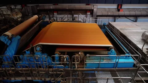 Machine distributes pulp slurry creating large uniform sheet Vídeo Stock 290524894