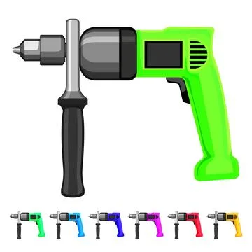 Machine drill cartoon vector graphic sign color Stock Illustration