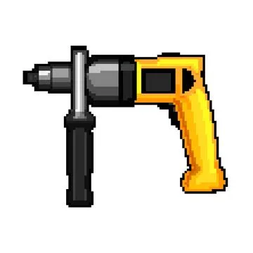 Machine drill pixel art vector illustration sign color Ilustração Stock