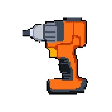 Machine drill pixel art vector illustration Stock Illustration