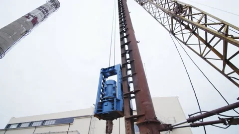 Machine Drilling Foundations Stock Footage 197115765