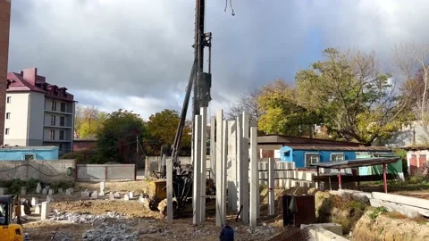 Machine for drilling piles Stock Footage 219503995