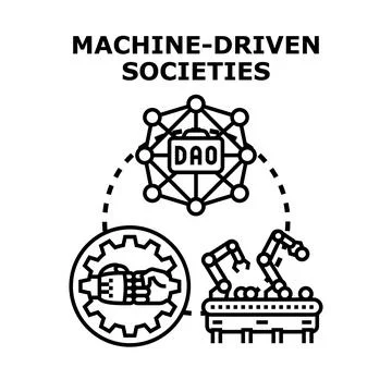 Machine driven societies development vector concept Stock Illustration