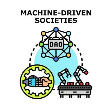 Machine driven societies development vector concept 스톡 일러스트