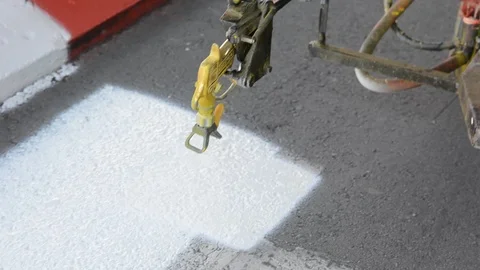 Machine eject on road traffic sign painting. Video stock 123933599