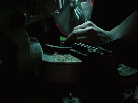 Machine Electronic Table Saw, Wood Work. Slow motion Close up Stock Footage 73503652