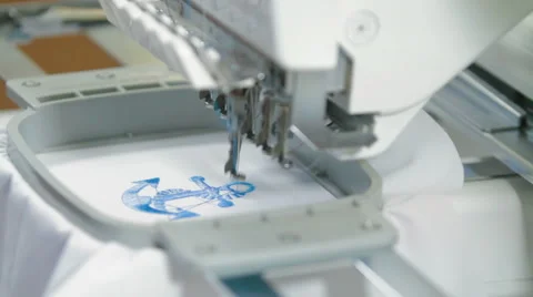 Machine embroidering on the shirt Stock Footage 62352162