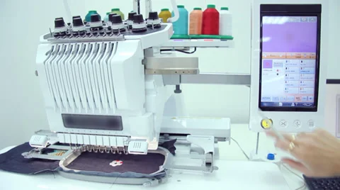 Machine embroidery with computer Stock Footage 31761542
