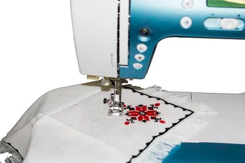 Machine embroidery-cross-stitching Stock Photos