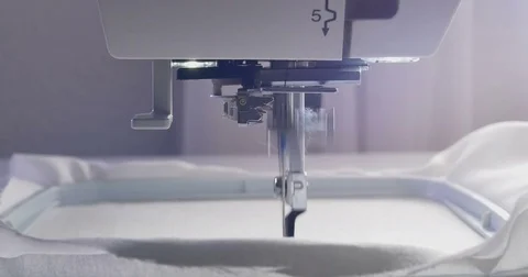 Machine embroidery work.Working embroidery machine. Textile - Professional and 動画素材 77626057