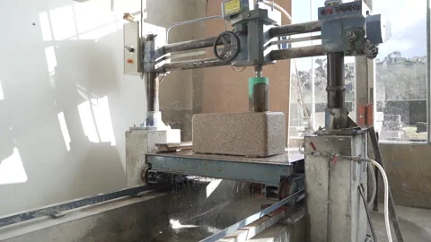 A machine engraves the stone with water large view Video stock 149127426