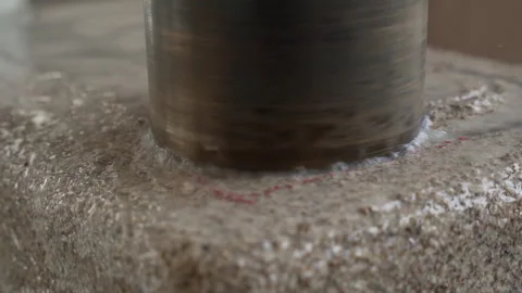 A machine engraves the stone with water in slowmotion Video stock 149127451
