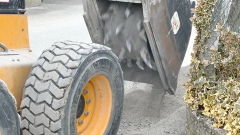 Machine excavator with rotary grinder cutting asphalt Stock Footage 108657282