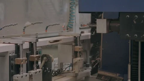 The machine at the factory cuts the hole Stock Footage 85241667