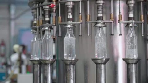 Machine filling bottles - medium Stock Footage 245800025