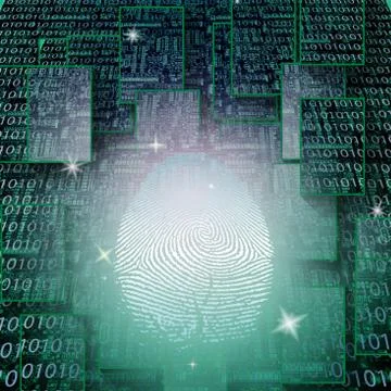 Machine fingerprint on binary code 스톡 일러스트