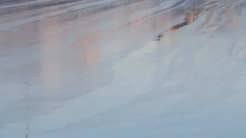 The machine floods the ice rink in the winter Stock Footage 87874082