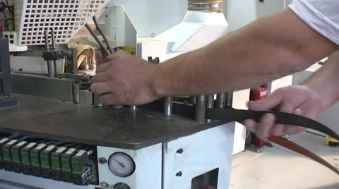 Machine for furniture edging. 스톡 동영상 57216974