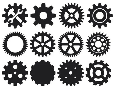Machine gear collection (cogwheel set) Stock Illustration