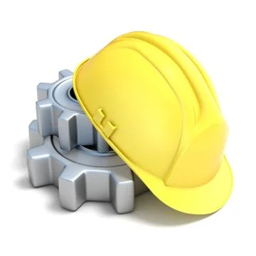 Machine gear with safe helmet. 3D Illustrazione stock