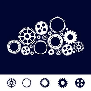 Machine gear set for brain logo Stock Illustration