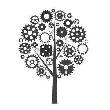 Machine Gear Wheel Cogwheel Tree Concept. Vector illustration Stock Illustration