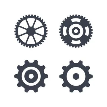 Machine gear wheel vector icons isolated on white Stock Illustration