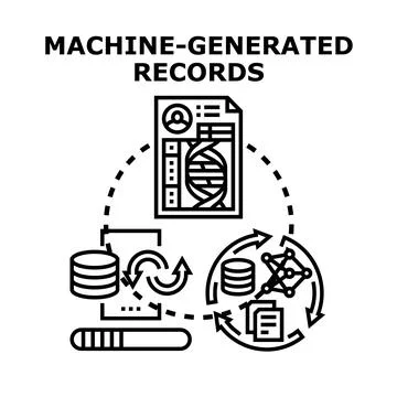 Machine generated records and data analysis process Stock Illustration