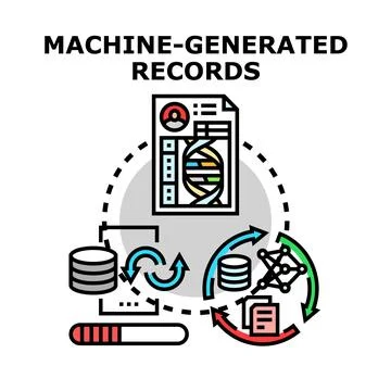 Machine generated records and data analysis process Stock Illustration