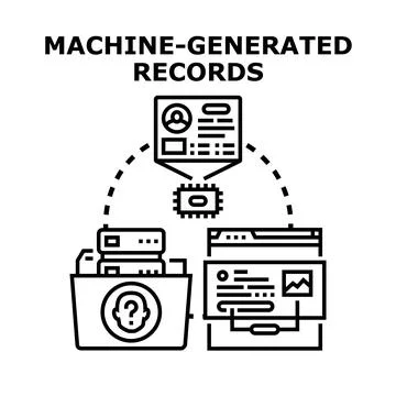 Machine generating digital records and data management system イラスト素材