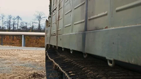Machine for geological exploration on wide tracks of high cross-country ability Stockbeeldmateriaal 166677676