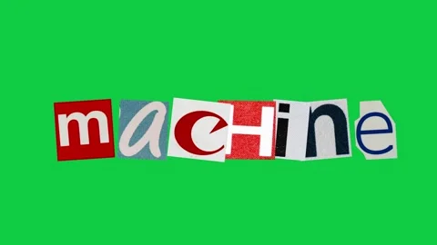 Machine graphic text paper cut Stop Motion, magazine collage, ransom note s.. Stock Footage 336824053