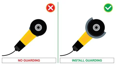 Machine guarding for Hand Grinder Stock Illustration