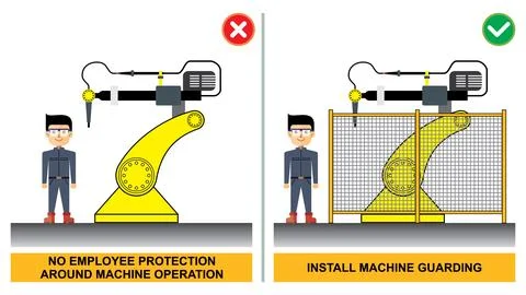 Machine guarding for industrial robotic. Stock Illustration