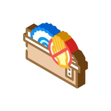Machine guarding injury prevention isometric icon vector illustration Stock Illustration